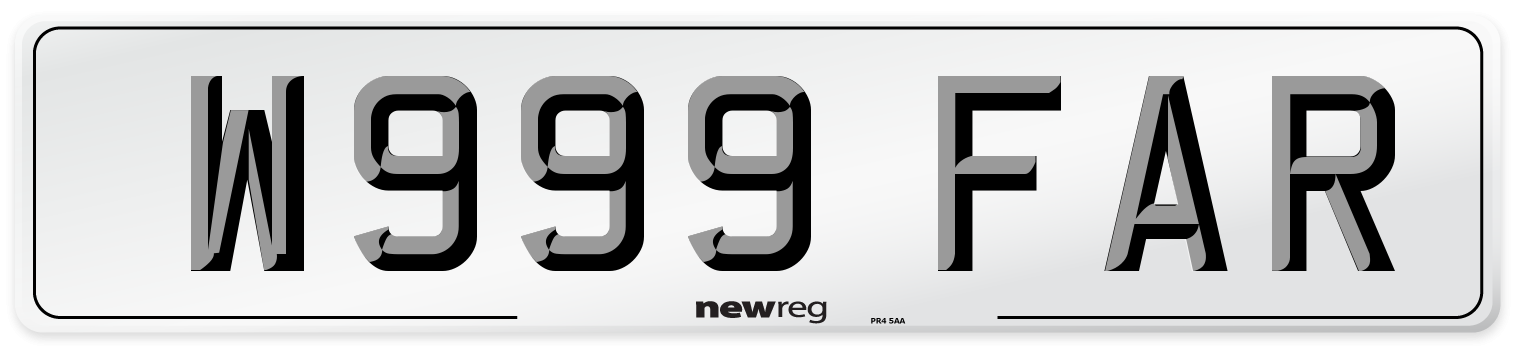 W999 FAR Number Plate from New Reg